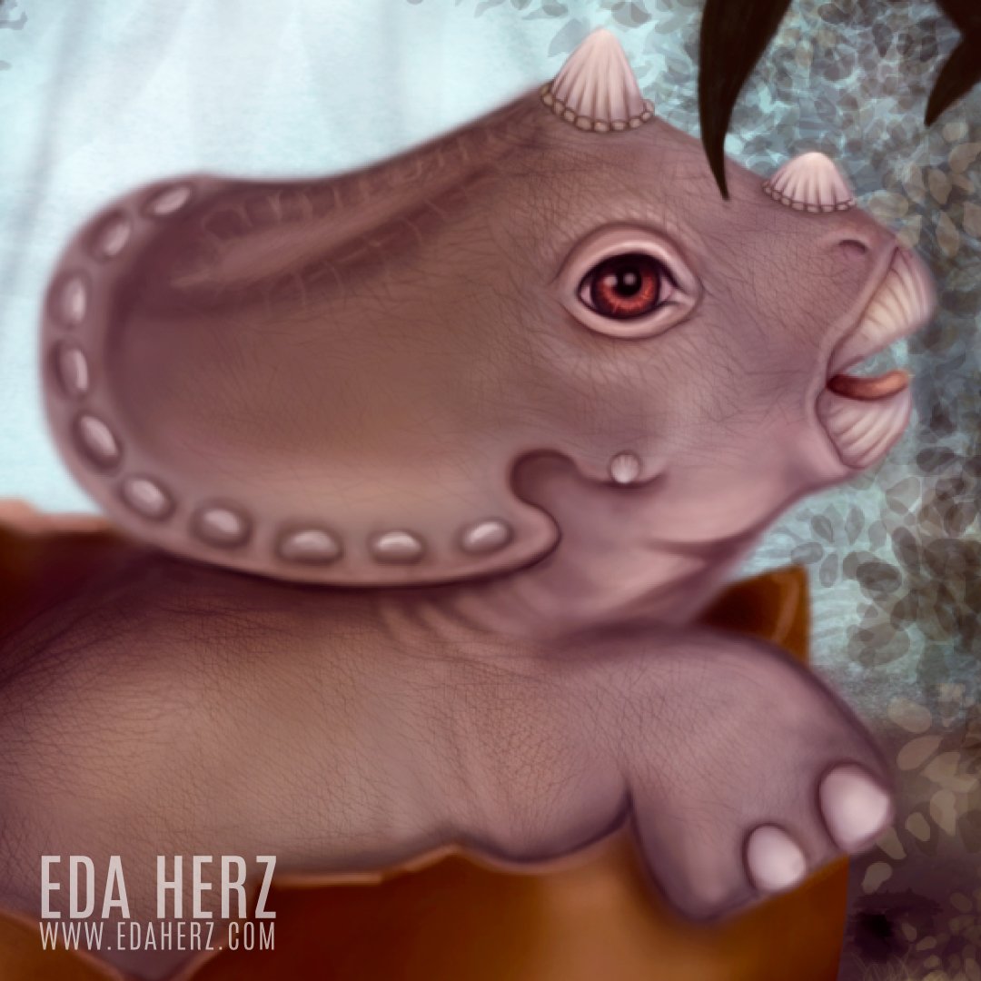 Detail of my baby triceratops! 💖#art #artoftheday #artist #artistic #lowbrow #popgallery #lowbrowart #popsurrealism #surreal #Jurassicpark #madewithwacom #popsurrealism  #dinosaur #digitalpainting #worldofartists #easteregg #dinosaurio #triceratops #illustration #dinosaur