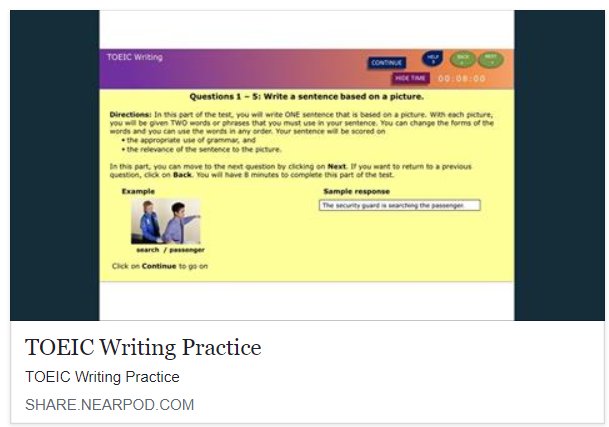 WritingCEM's tweet photo. This is a simulation with a few sample questions of a #Writing #TOEIC test.
If you want to get feedback to know how well you did it, bring your writings to our Writing Center @WritingCEM. We'll be waiting for you! @EscrituraCEM @ECSH_TECCEM @ITESMCEM https://t.co/dJMCjhgGCC https://t.co/3LtdhGXfFH