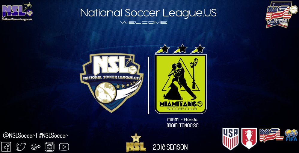 MSLSoccerAcadem's tweet photo. Miami, FL -Apr 9, National Soccer League. US announce MIAMI TANGO Soccer Club as a new member for the 2018 Season.
Based in Miami-FL, MIAMI TANGO Soccer Club begins NSL .US  2018 plays in the SE Conf.
https://t.co/KLs2xHQ44F      
NSLSoccer@USA.com
@NSLSoccer.US
#NSLSoccer https://t.co/7uBRVRQjgB