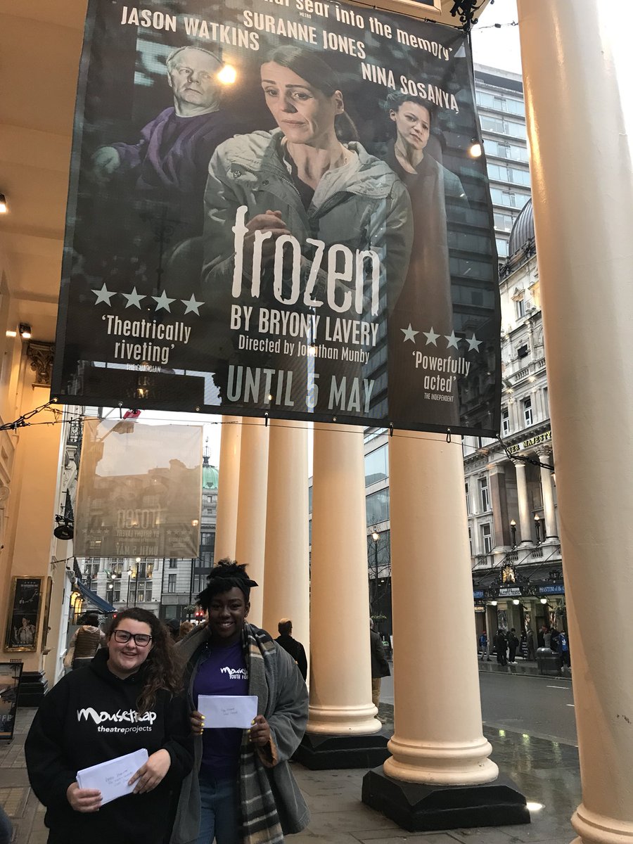 GoLiveTheatre's tweet photo. Our Youth Forum members Darcy &amp; Tilly are excited as we have 100 westend4£10 members watching @frozentheplay at @TRH_London TONIGHT! 🎉 https://t.co/8cAculoK9p