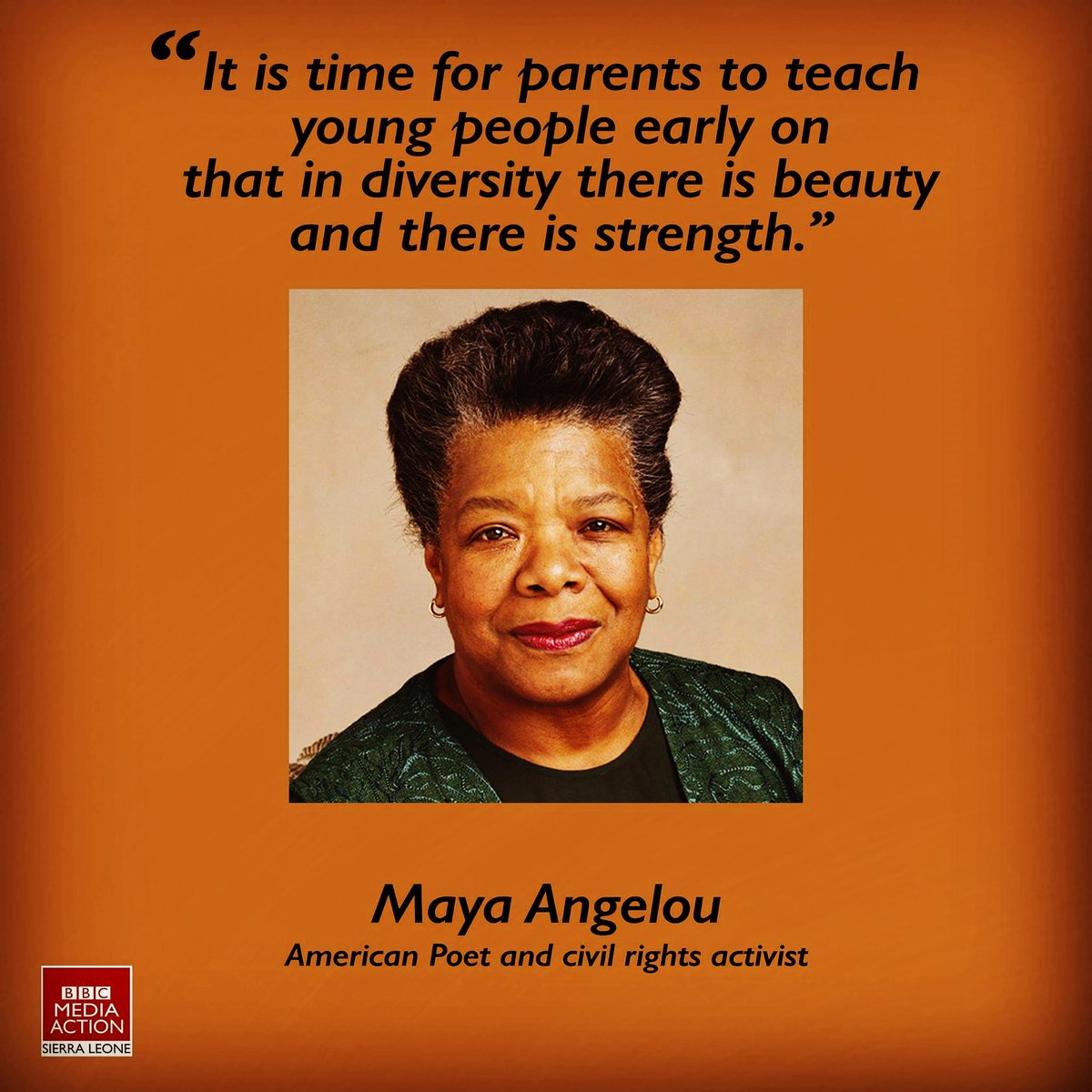 bbcmaSL's tweet photo. Here’s a quote from @DrMayaAngelou. Does this, in your view, help promote national cohesion and tolerance?
We would like to hear your thoughts. #WanSalone #SierraLeone https://t.co/ghL53QK4uS