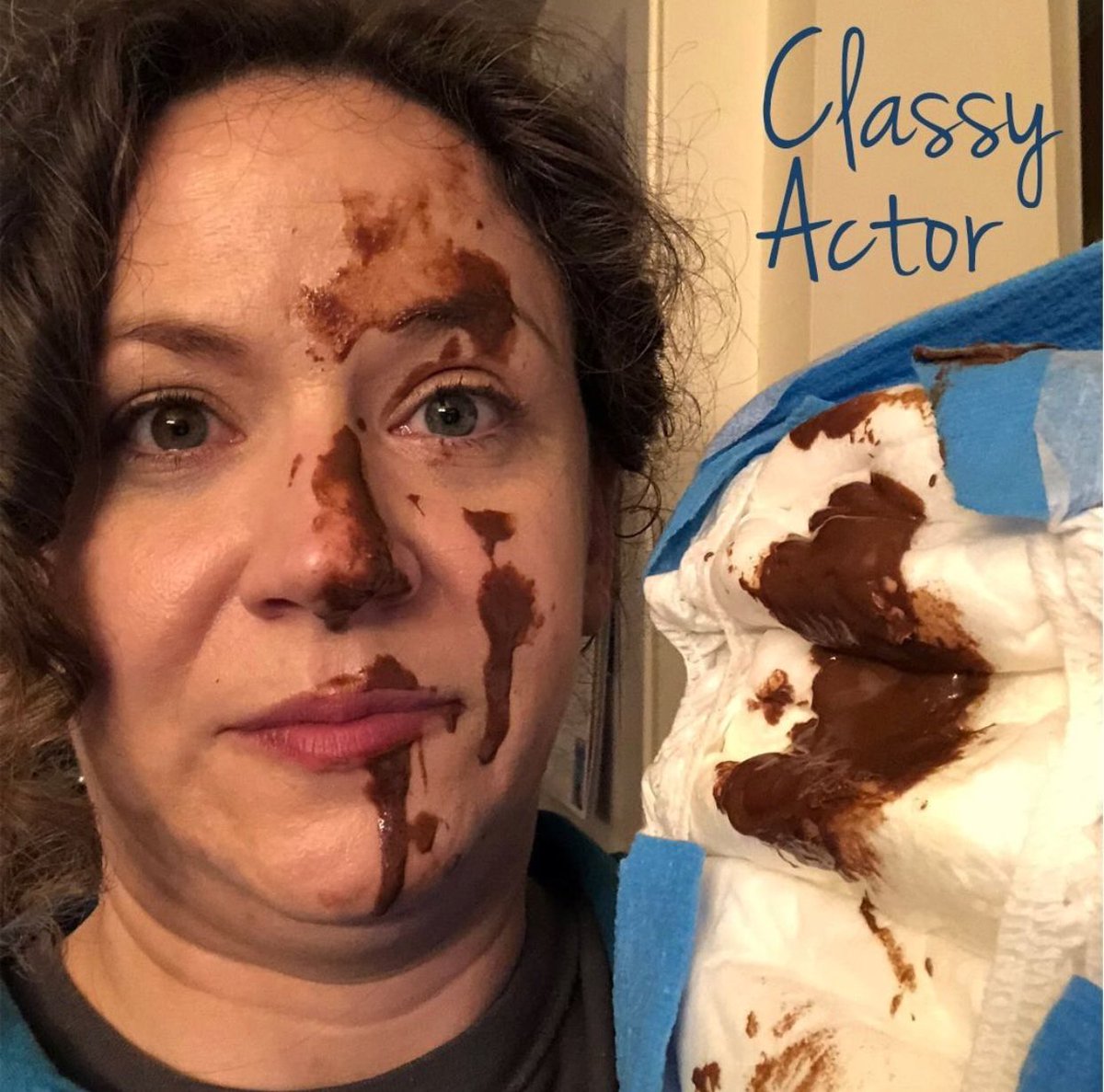 JodiDennithorne's tweet photo. The things I do for comedy. 
https://t.co/vRMCrSR5Qq
•
#comedyactor #sagaftra #comedygal #funnylady #commercialparody #pooponface #chocolateface #forcomedy #commercialactor #nobabies #diaperface #diapergirl #funnyfaceselfie #qualityacting #momscanrelate #momface #parentlifestyle https://t.co/hiDpGsiUJp