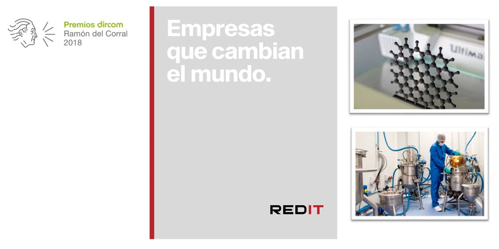 DircomSpain's tweet photo. "Libro empresas que cambian el mundo", de @Redit_es, #PremiosDircom a la mejor Publicación Externa.
Un libro que acerca a la sociedad lo que las empresas son capaces de aportar gracias a la innovación desarrollada en centros tecnológicos. ¡Enhorabuena! https://t.co/dE2PeTM4AD