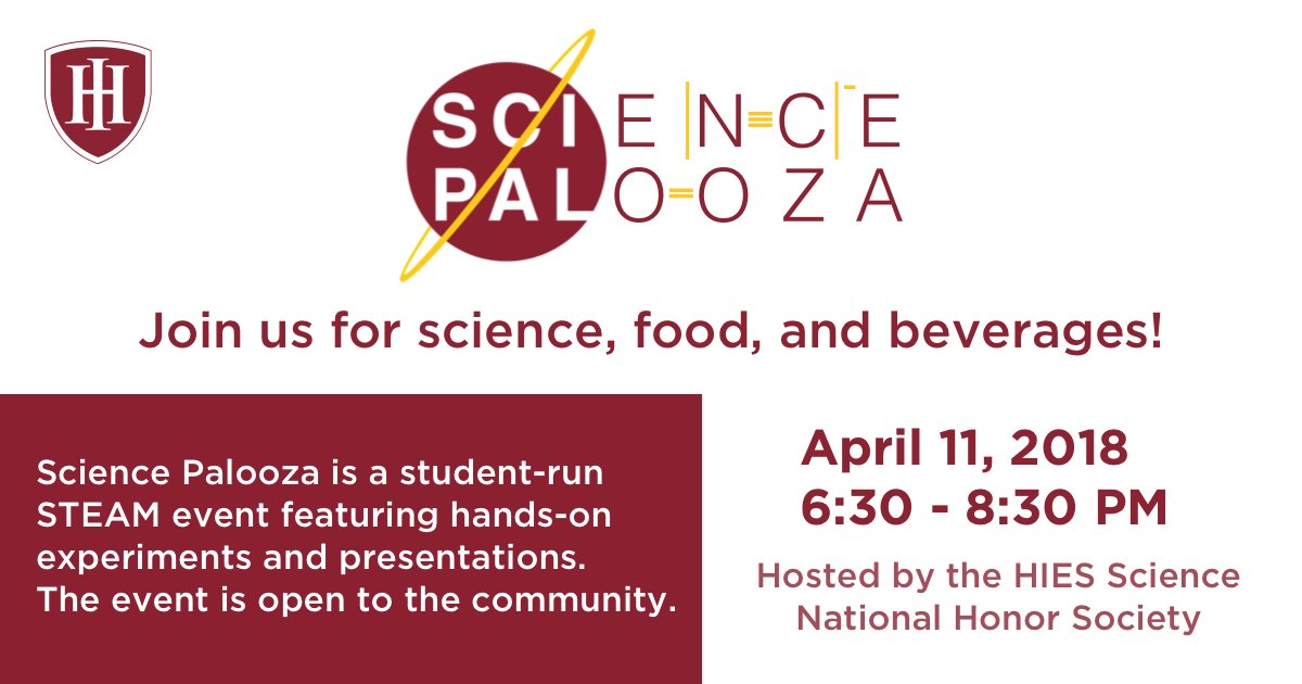 HIESbears's tweet photo. Science Palooza Community Night is Wednesday, April 11, 6:30-8:30 p.m., in the HIES main gym. https://t.co/YfMXYPnG5I  #HIEScience #SciPalHIES #HIESbears https://t.co/f5OGcNOoSc