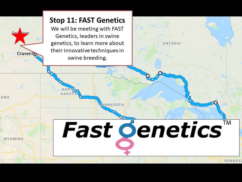 saskagtour's tweet photo. You have to be Fast to stay ahead in the industry today. Stop number 11 on our trip is a talk with Fast Genetics! A leader in swine genetic research #aggiesgowest 🐷 https://t.co/MSHLbNYtFX