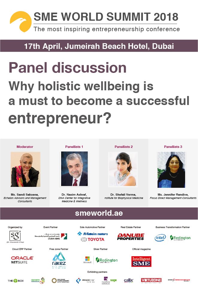 sandisaksena's tweet photo. @smeWorldSummit2018 @DubaiSME @JenniferRandive @dikshavohra   #HealthForAll #MindBody #nutritionandhydrationweek #gettingoutofyourownway #giveup #whatdoesnotserveu. April 17th 2018 @JumeirahBH https://t.co/cA0okQLnmt