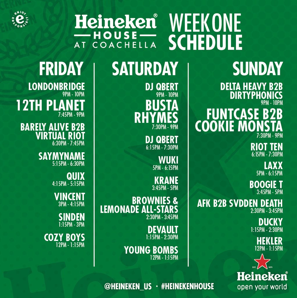 The wait is over... #HeinekenHouse lineup is finally here! Stay tuned for the second @Coachella lineup coming soon. 😎☀️