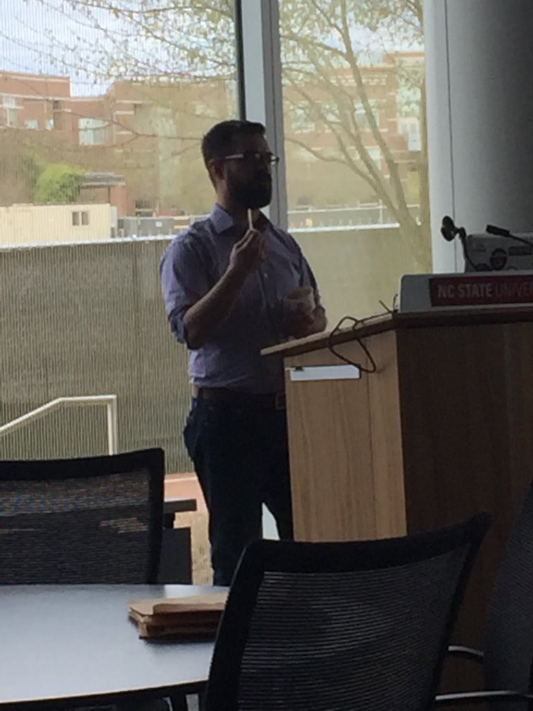 hjoseph's tweet photo. The fact that @JoshBolick is doing the wrap-up of this fantastic #LISOER unconference with a cup of ice cream and a mini wooden spoon in his hands says it all..:) Great meeting, awesome spirit, great community! https://t.co/aRzDgILXCG