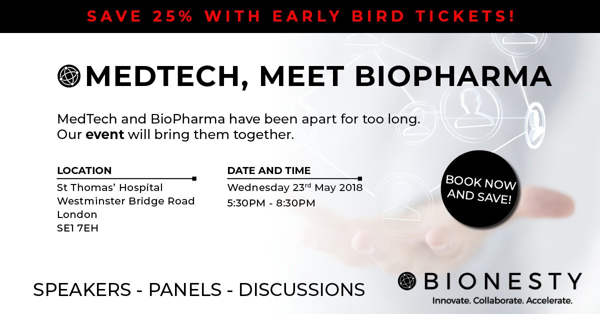 BionestyUK's tweet photo. @BionestyUK are running a great conference on the #legal and regulatory challenges for #MedTech and #HealthTech companies. Early bird tickets are available now, check it out: https://t.co/UztJyVXxFU #BionestyConference https://t.co/5h05L3Qtzp