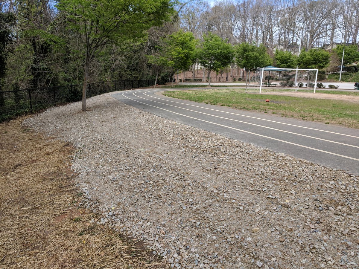 RootITF's tweet photo. "Saving Our School" STEM PBL comes full circle as PTA contracted to have erosion repairs made along track based student project recommendations @stemrootelem @RootElem @STEM_WCPSS https://t.co/XLxIOiti85