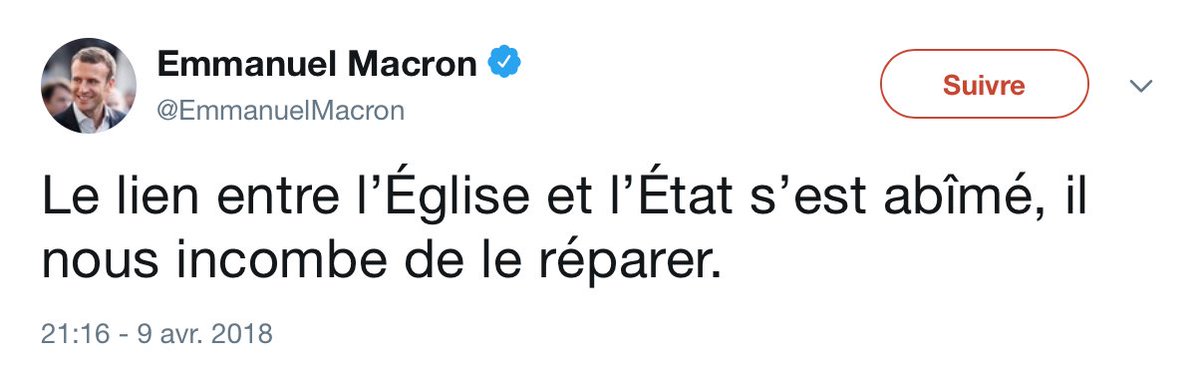 JLMelenchon's tweet photo. Le lien entre «l'Église et l'État» n'a pas lieu d'être. #Macron va trop loin. C'est irresponsable ! https://t.co/I5ENfSGteD