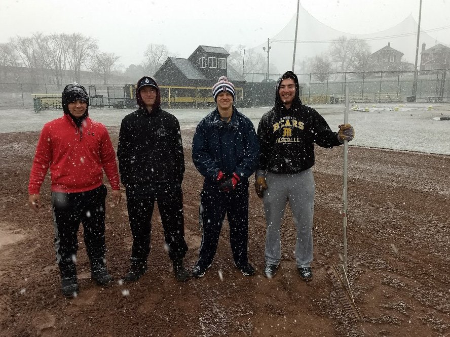 MottCollege's tweet photo. Spring Cleaning! 😂 Members of the MCC Baseball team did a little Spring cleaning today on the fields, despite the weather. Ah! Spring in Michigan! Hopefully the weather cooperates for tomorrow's game. #readyforspring #readytoplayball! https://t.co/kgkOxlmoFi