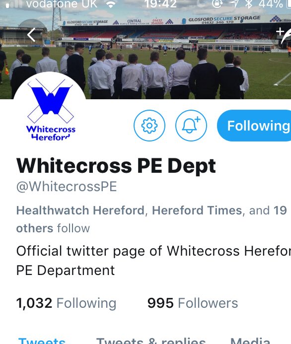 cameron_woodHFD's tweet photo. Reaching out to all my followers who’s gonna be @WhitecrossPE 1000 follower they only need 5 more followers to reach that goal come on don’t hesitate follow them now the awesome PE dept at the @WhitecrossHigh who also supported me to achieve my best in sport so thank you #teamwx https://t.co/Y6GFVL2PpF