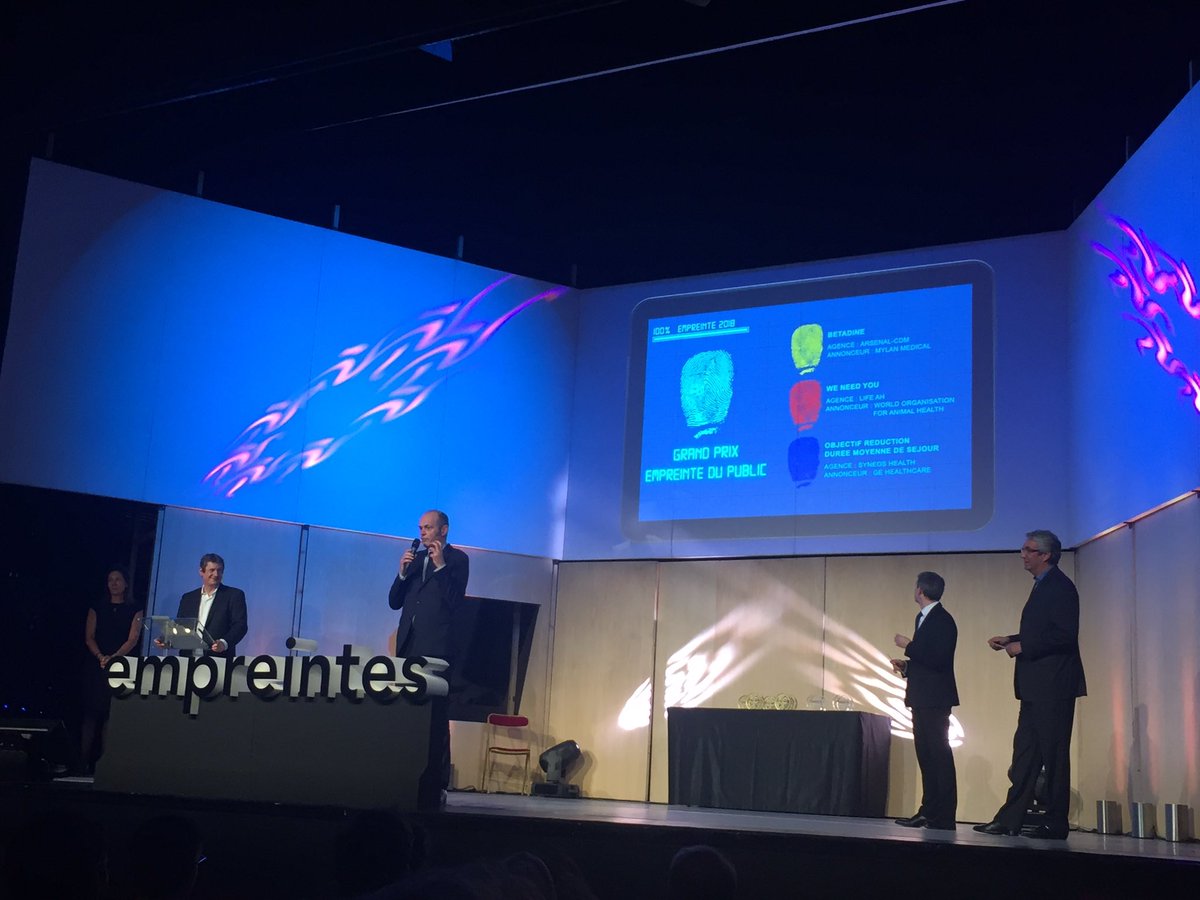A_Darmon's tweet photo. Empreintes2018, 3 parrains Patrice Carayon, Chiesi; Franck Telmon, Grünenthal et Vincent Leonhardt, Nordic Pharma pour le Grand Prix du Public...#aacclive #uda #speps #sante https://t.co/jhT5j5j0cs