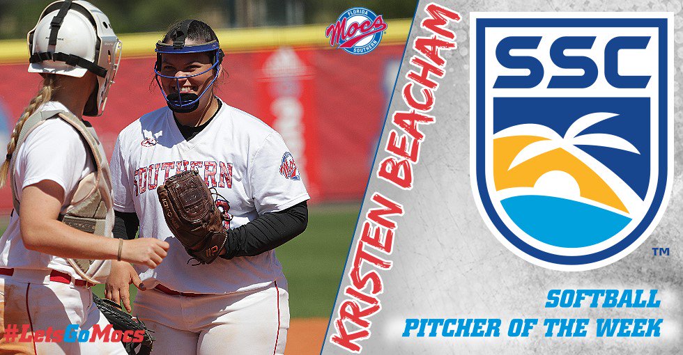 Congratulations go out to @FSC_Softball's Kristen Beacham who has won the @D2SSC Pitcher of the Week award for the second time in her career.