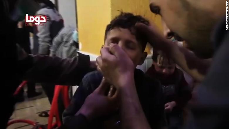 CNN's tweet photo. As images of Syrian children gasping and convulsing spread around the world, President Trump and other international leaders denounced the Syrian regime for their alleged role in a suspected chemical attack https://t.co/0TP6jDuie2 https://t.co/CSXbMWblVi