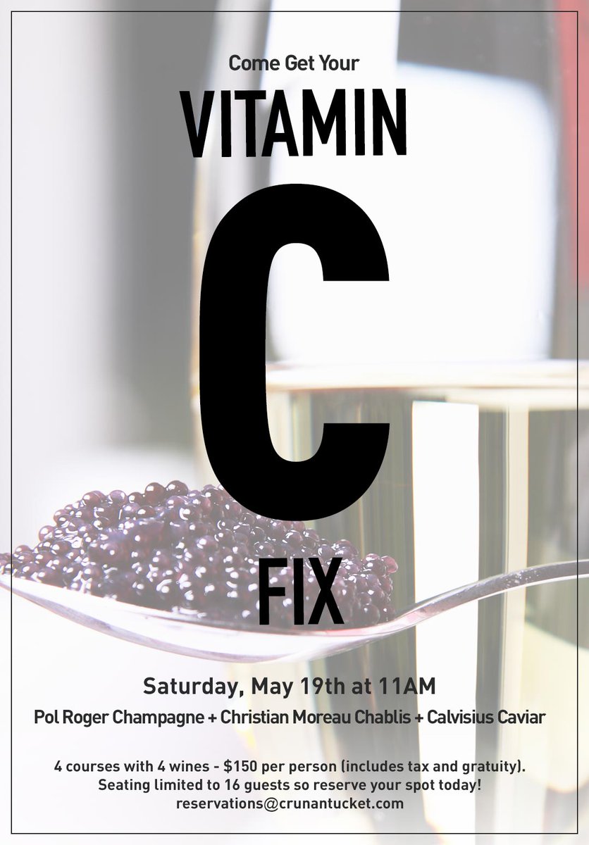 Come Get Your Vitamin C Fix! Intimate lunch of the three C's
Pol Roger Champagne + Christian Moreau Chablis + Calvisius Caviar #lunch #crunantucket #nantucketwinefestival #nantucket goo.gl/95VKWU