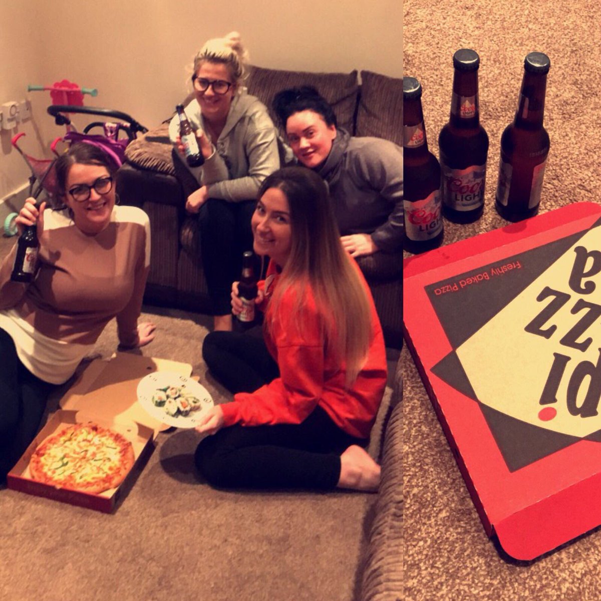 millymason192's tweet photo. On request of @annafriel  @RayPanthaki SUSHI, PIZZA &amp; BEER NIGHT for the #Marcella finale! We can’t wait to see what’s in store!! #topfans #mondayclub 🍣🍕🍻 https://t.co/MgH59JVnfx
