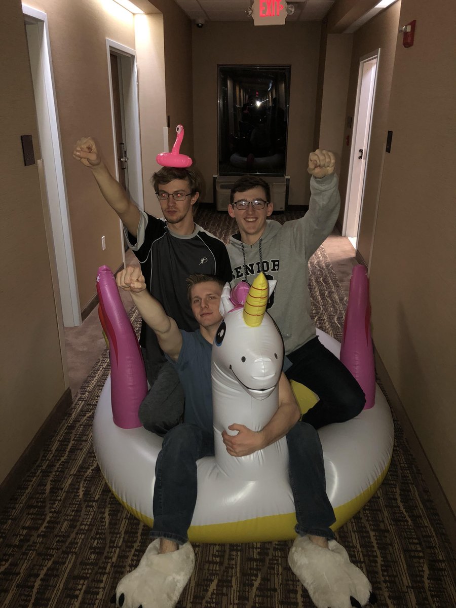 FOCTC's tweet photo. A happy coincidence that today is #NationalUnicornDay and three of our @CPE_ctc seniors happened across a unicorn at @SkillsUSAMO State this past weekend 😍 #CTCFamily https://t.co/t258iiCSIj