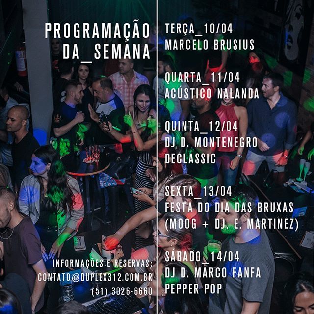 duplex312's tweet photo. Confira a programação da semana Duplex 312

#duplex312 #VemProDuplex #noitepoa @festapoa #musicapoa https://t.co/W8H0WcHr0b https://t.co/QBygKWxI36