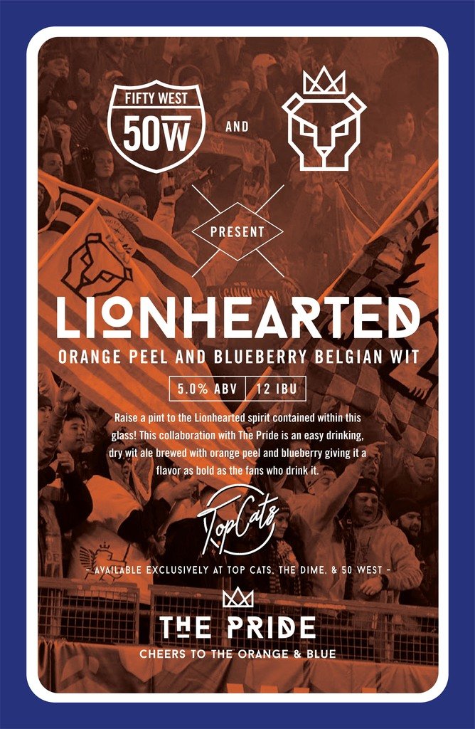 ThePrideCincy's tweet photo. We are thrilled to announce that we are partnering with @FiftyWestBrew &amp; @topcatscinci for “Lionhearted,” a brand new Pride SG beer, inspired by fans of the orange and blue!

It’ll be available all season exclusively at @topcatscinci, @thedimecincy &amp; @FiftyWestBrew’s taproom! https://t.co/6V57RzFdiP