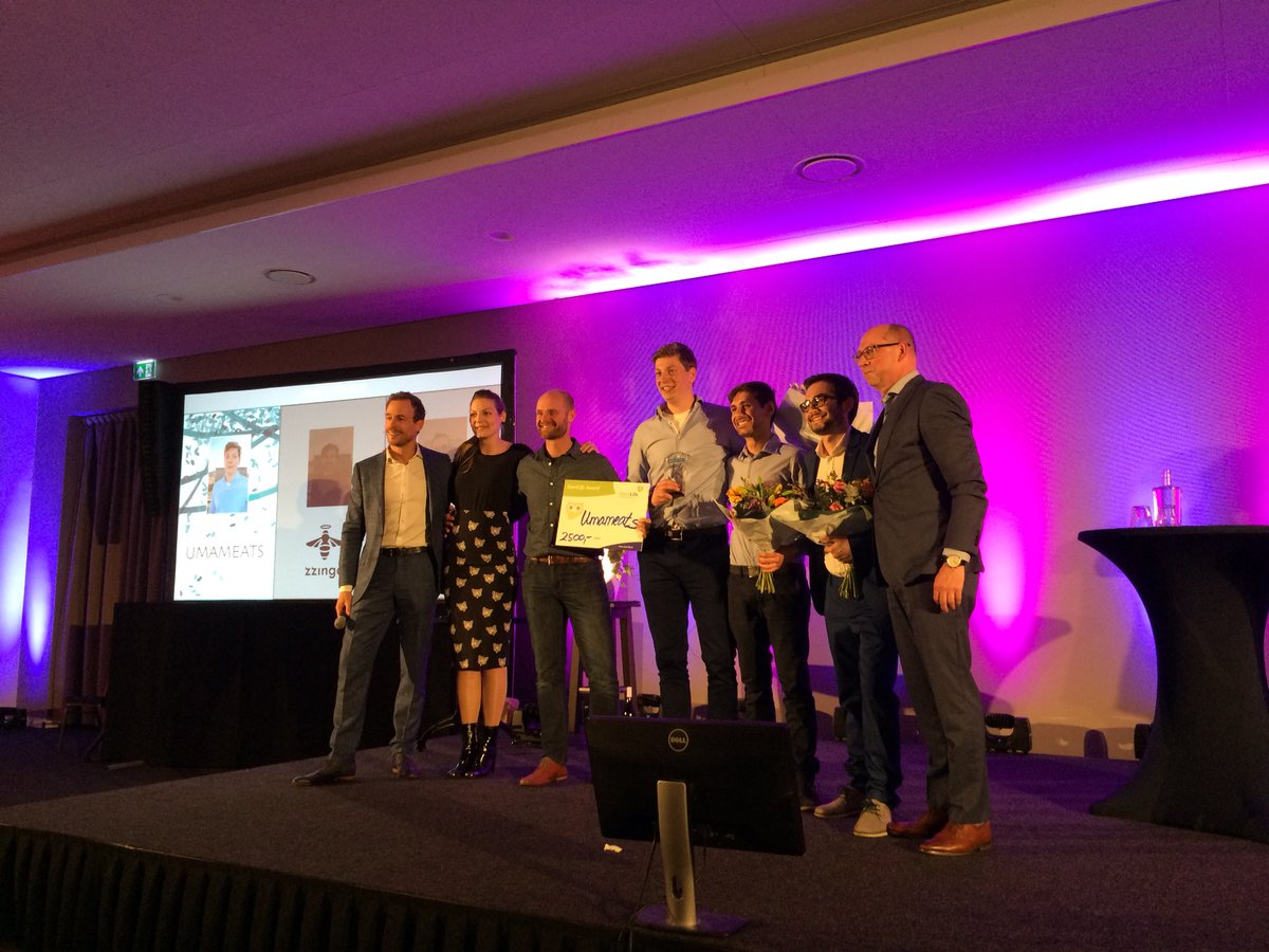 StartLifeNL's tweet photo. Healthy Greens/Unameats has become Young Hero of the Year at Business Event Wageningen! Congratulations! Good luck with groenig your business, we Will support you! #StudentEntrepreneur @BEW18 @WUR @StartHub_WU https://t.co/iNrk9CbSI1