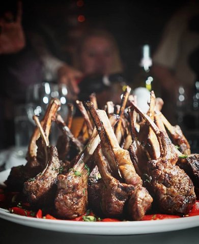 "It's like a forest of lamb chops. Dusted with Turkish paprika and sea salt, rosemary fingerling potatoes, grilled piquillo peppers." Image: @michaeloyu