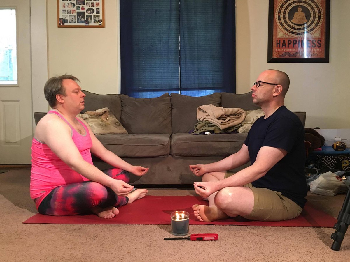 JasKlingensmith's tweet photo. Dale Beavers and Jerry Cherry practicing some "tantric nirvana" for their ladies. Watch the full @rivalswebseries episode here: https://t.co/8QfNYMH0K8 https://t.co/wd5mEGTPAa