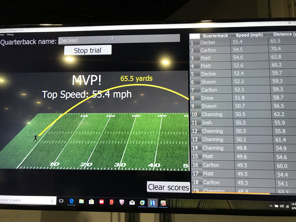 StrombergJason's tweet photo. We have a new leader at the @ZebraTechnology @ZebraSports NFL Pass Challenge! Come to booth C2753 to tweet about your experience and be entered for a chance to win a Super Bowl LII football!! #modex2018 #MODEXShow #zebrasports https://t.co/rRBYC6NzWb