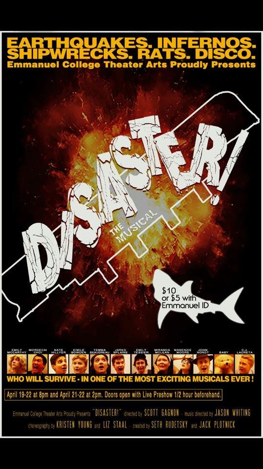 DisasterMusical's tweet photo. Here’s the poster from the Emmanuel College production of @DisasterMusical   
Straight out of the 70s! https://t.co/2cM6Z9XGLe