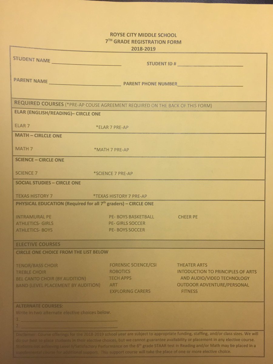 counselorsaya's tweet photo. 6th. Grade Cherry Students! Don't forget that your 7th. Grade Registration Forms are due by Thursday, 4/12! 😊@ruthcherryint @RuthCherryPTO @RCMSbulldogs https://t.co/qus3qc1Cn6