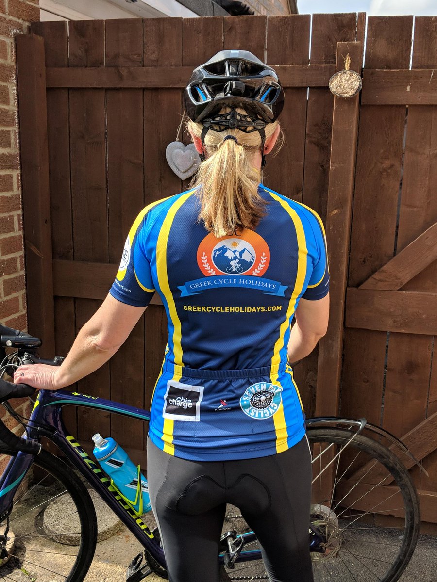 GCHols's tweet photo. @mfsportsmassage looking splendid in her new GCH Jersey #dontfollowthecrowd #teamgch #allinclusive #cyclingholiday @ChiaCharge @LYKOSWINERY @bike_ne @7DayCyclist https://t.co/k9XgCKkD9x