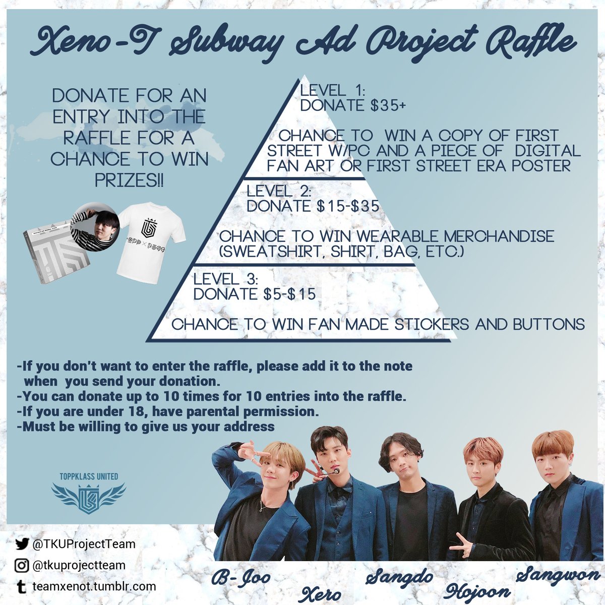 TKUProjectTeam's tweet photo. [PROJECT] Final countdown! Today marks the last day of our fundraising period to the XENO-T Subway Ad Project~

Donate here ♡ https://t.co/LxgDk875iX

#Xeno_T #XenoT #제노티 #ToppDogg #탑독 #ToppKlass #탑클래스 #Hojoon #호준 #Sangdo #상도 #BJoo #비쥬 #Xero #제로 #Sangwon #상원 https://t.co/3auvA1TK53