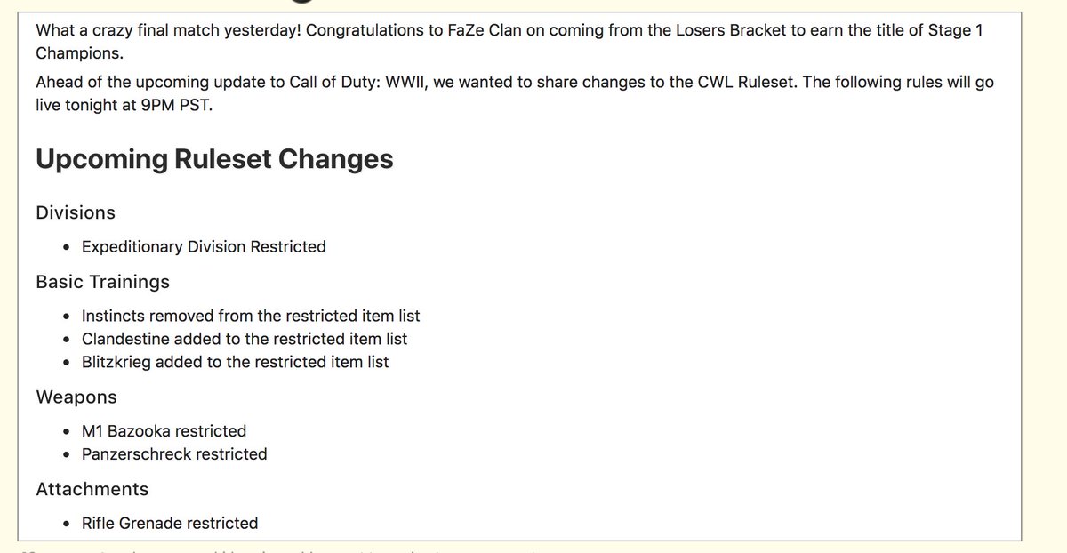 New rule set update for CWL has been announced. reddit.com/r/CoDCompetiti…