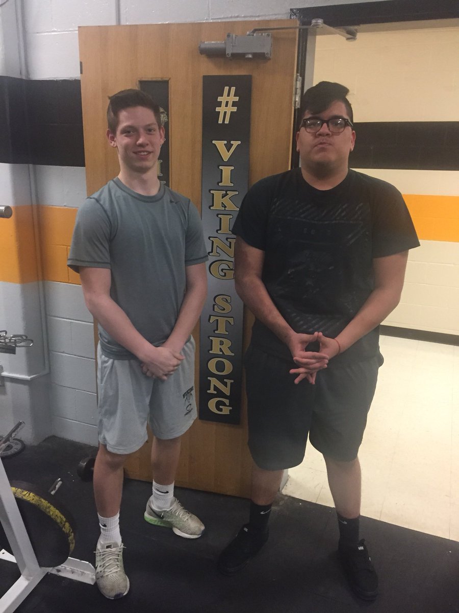 VikingFootball1's tweet photo. Lifters of the week Wesley Clark and JJ Oliva. Hard work starting to pay off. #MiB https://t.co/2icFAmzRDP