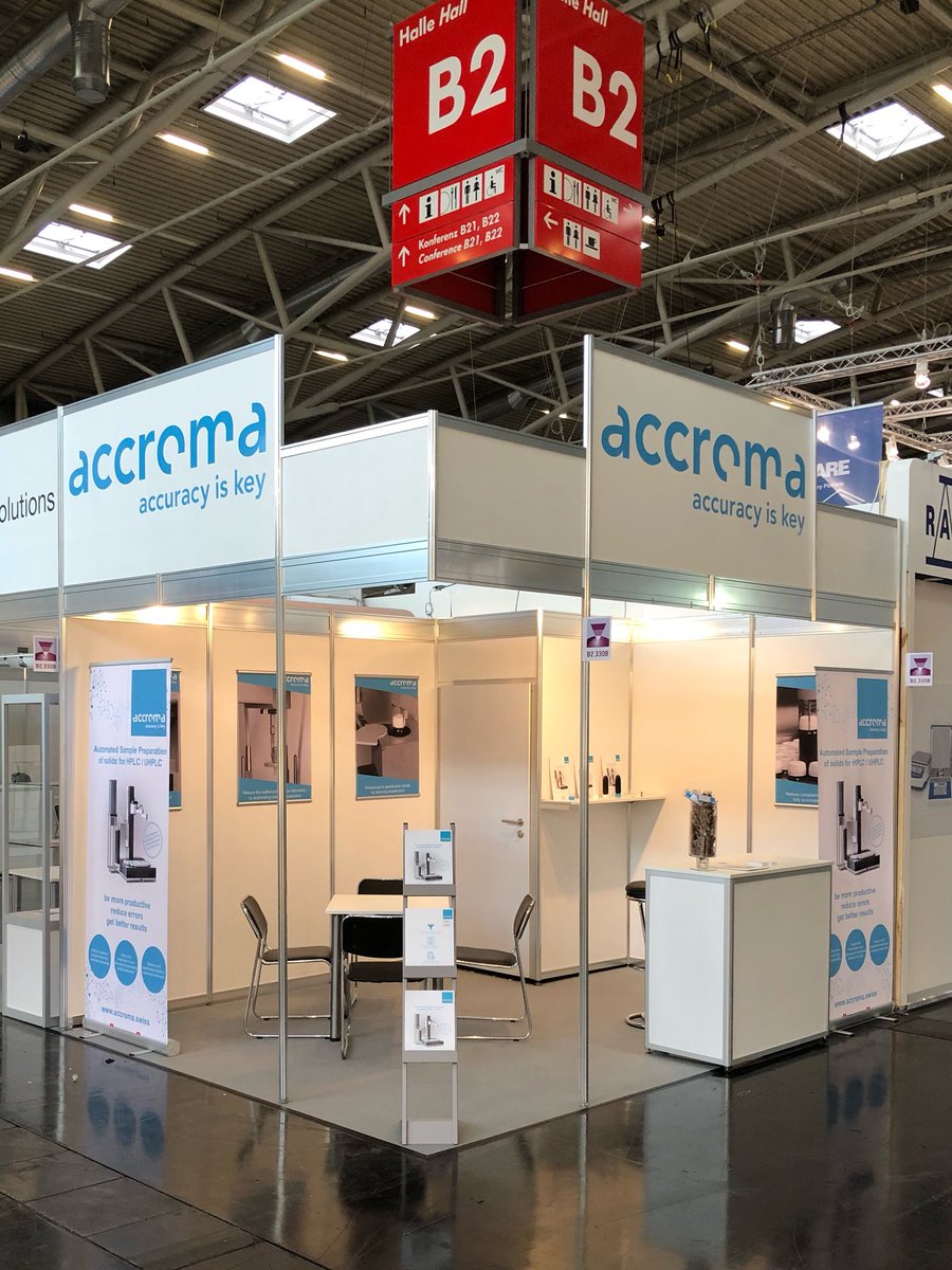 accroma_labtec's tweet photo. Our booth (B2.330B) is ready. We are looking forward to talk with you about new technologies, robotics and how you can reduce the bottlenecks in your laboratory.
And of course you should try our “Basler Läckerli” #sampleprep #samplepreperation #hplc #uhplc #analytica2018 https://t.co/7TzIU6S9OM