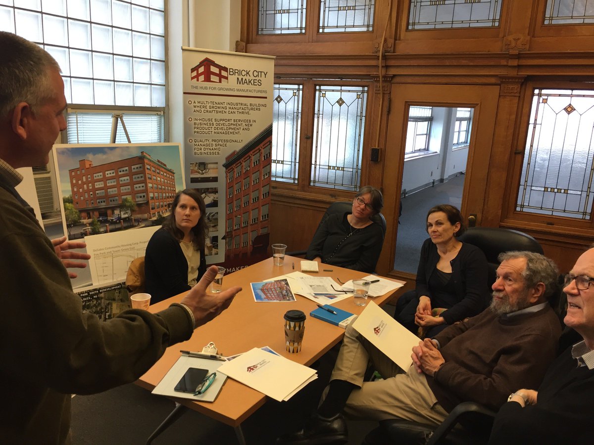 DeSalesCD's tweet photo. Last week, Marc Bowers (@MBowers95) of @StLouisMakes and other members of the @DeSalesCD team met with some community development professionals from Dortmund, Germany at our @BrickCityMakes space! https://t.co/HHpyqynktU