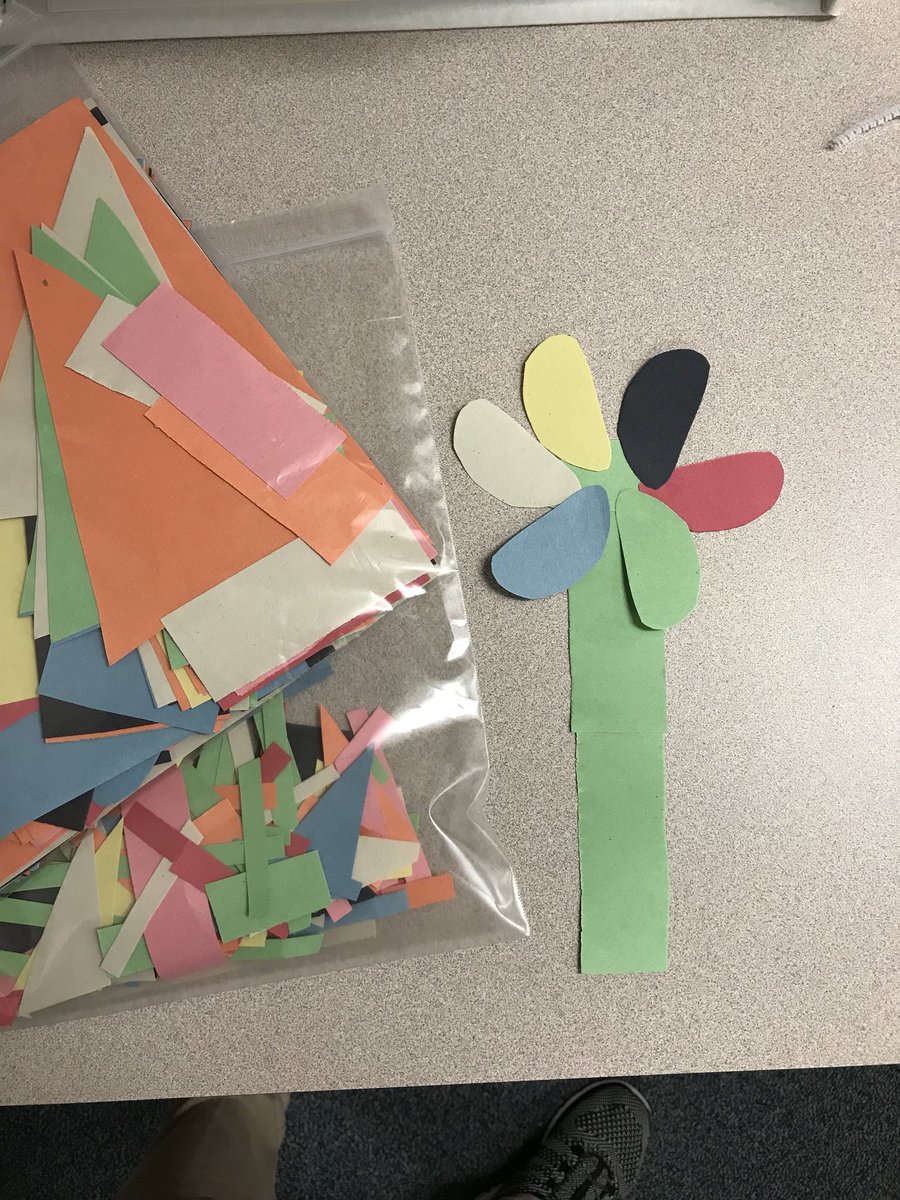 MsReese16's tweet photo. So an activity taught today was to make something that shows a characteristic of a season. Split into groups of two they were given some items which pushed them to be creative. One group was given scrap paper and told to make something that represents Spring. #RiverchaseSTEM https://t.co/g9MbuyNkxd
