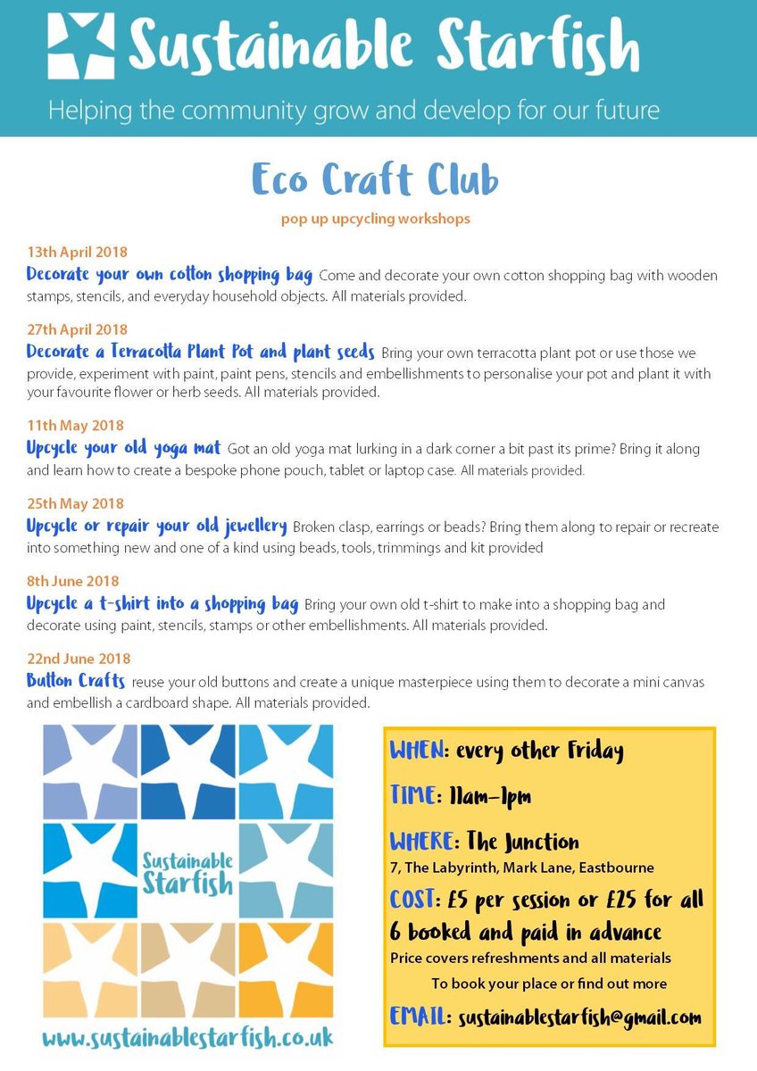SusStarEB17's tweet photo. Eco Craft Club starts 13/04 @EBVolunteers Hub Labyrinth, Mark Lane Bag decorating £5 pp incl materials and refreshments #ecocraftclub https://t.co/T7pcdZWmzs