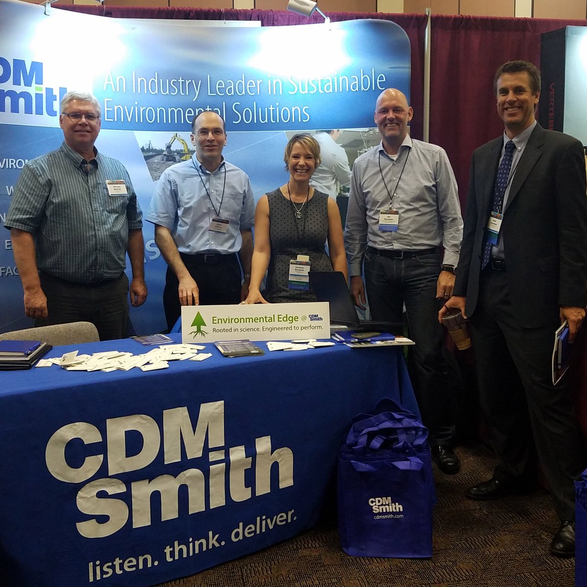CDMSmith's tweet photo. The Exhibit Hall is open, stop by Booth# 306 to chat with our experts! Left to right: Will Weaver, Brian Osborn, Tamzen Macbeth, Ole Henseler, and Kent Sorenson #EnvironmentalEdge #Chlorinated18 https://t.co/tz4u9nSCZQ https://t.co/zjjyd4MP5D