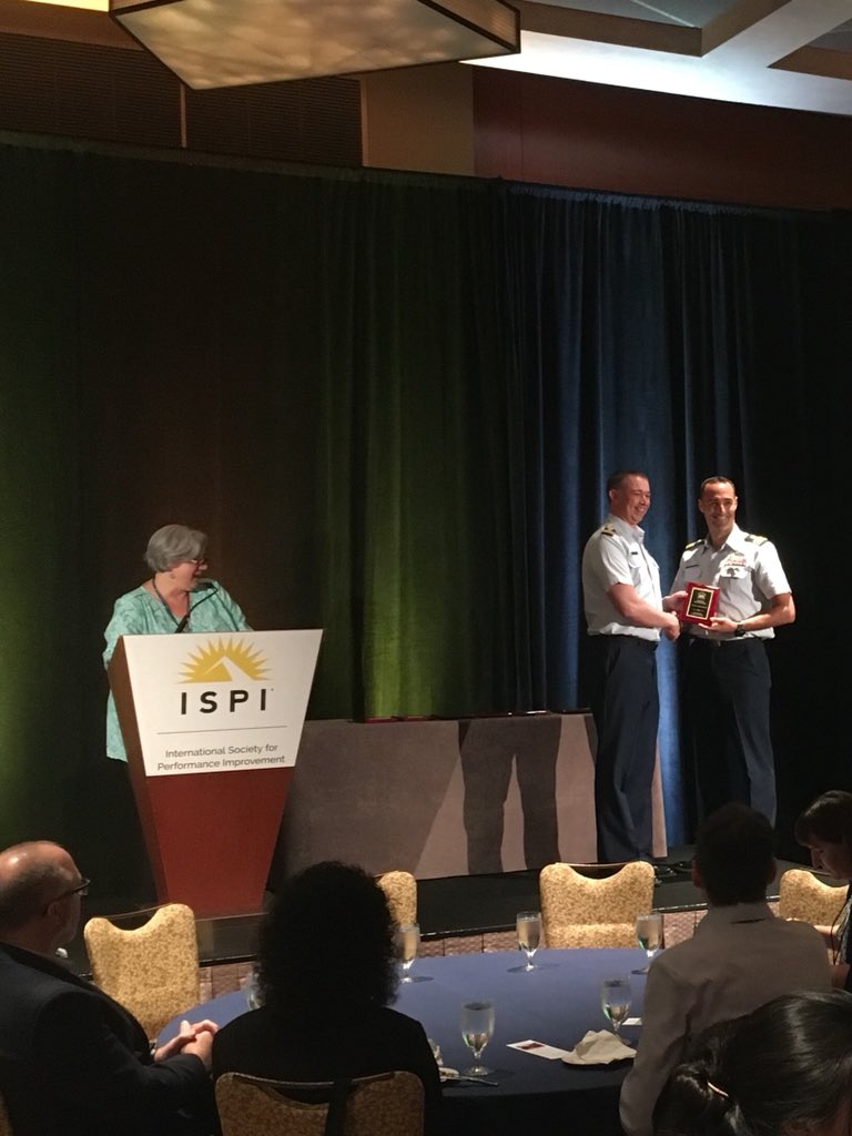 USCGPTC's tweet photo. USCG winning HPT awards!! Congratulations to all the winners!  #ISPI2018 https://t.co/CvuGdqER7b