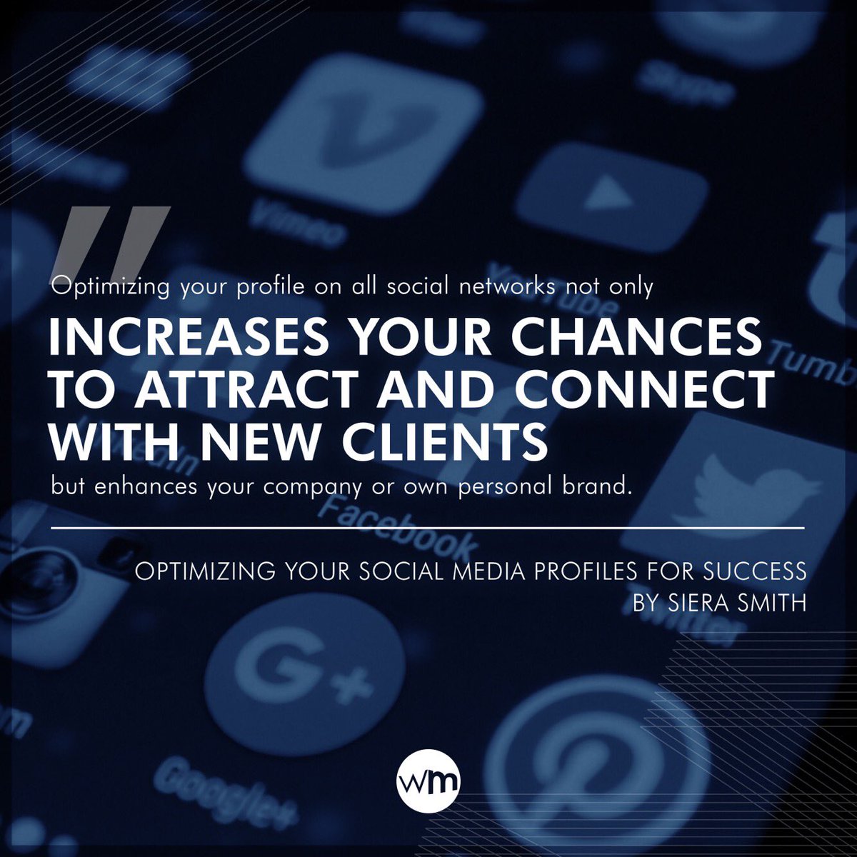 WebMaxco's tweet photo. "Optimizing your profile on all #SocialNetworks not only increases your chances to attract and connect with #NewClients, but enhances your company or own personal brand."

 #WebMaxBlog post: "Optimizing Your #SocialMedia Profiles For Success"
https://t.co/pYLQN4unNy https://t.co/KGcdCko4aH