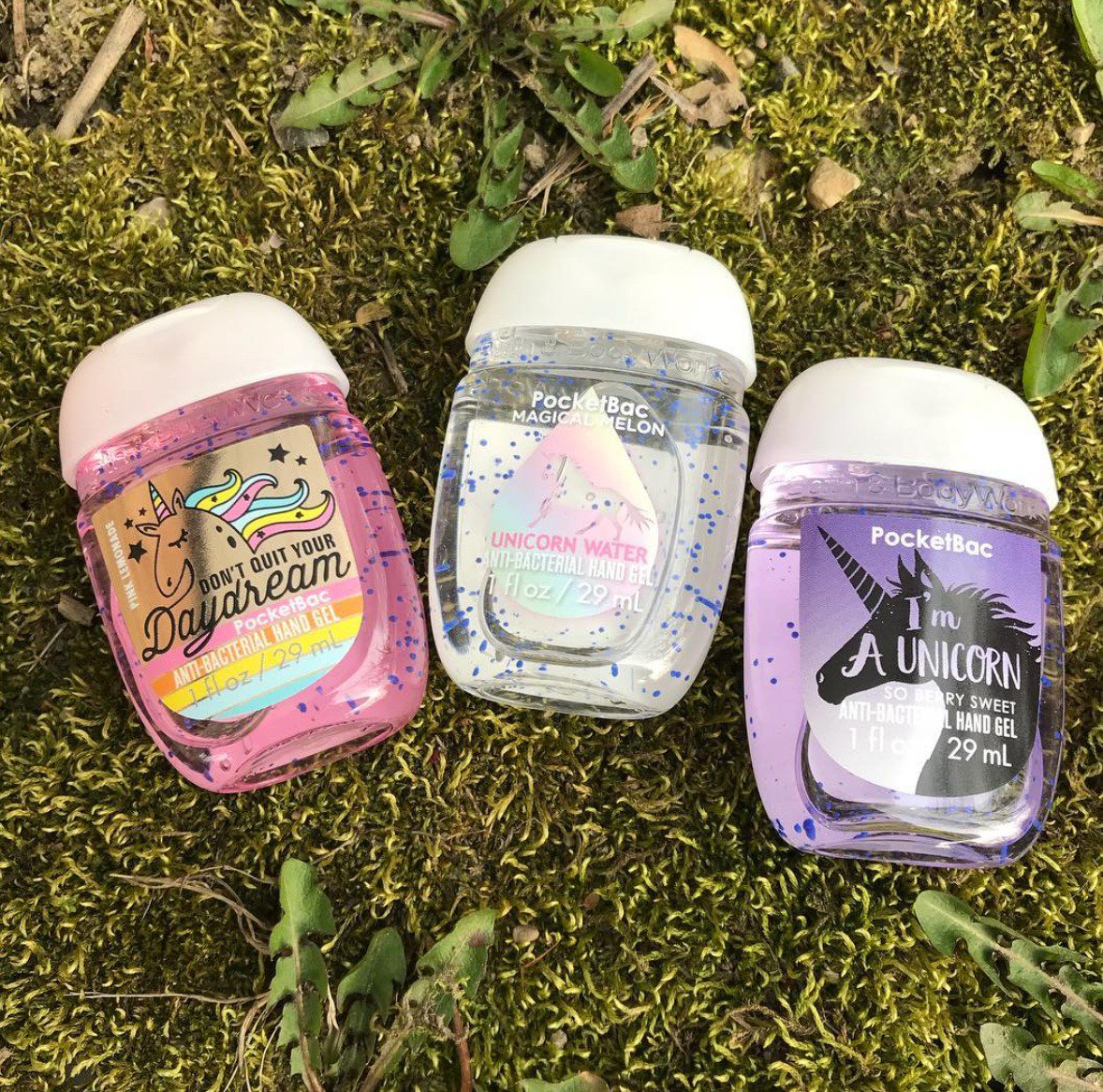 QueenGirlGeek's tweet photo. Magical @bathandbodyworks 🦄🌈💜Love the unicorn PocketBac collection! #bathandbodyworks #pocketbac #unicorn #magic #antibacterial #spring #mosspatch #rainbow #NationalUnicornDay https://t.co/4GkalPyspp