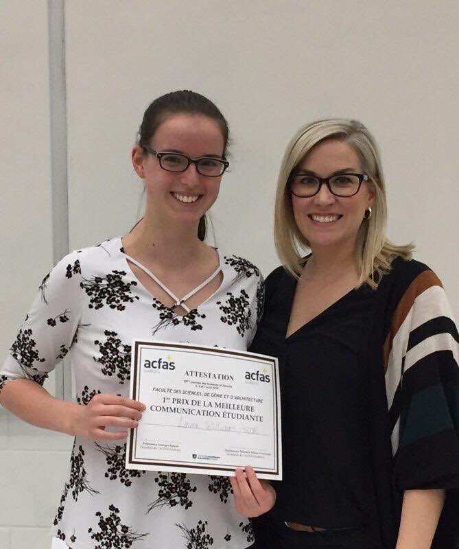 icarignan16's tweet photo. @_Acfas : 1er prix de la Faculté des sciences, génie et architecture remis à l’étudiante de maitrise Laura Williams @AcfasSudbury et @ULaurentienne #JSS25 https://t.co/LsNdX93lSb