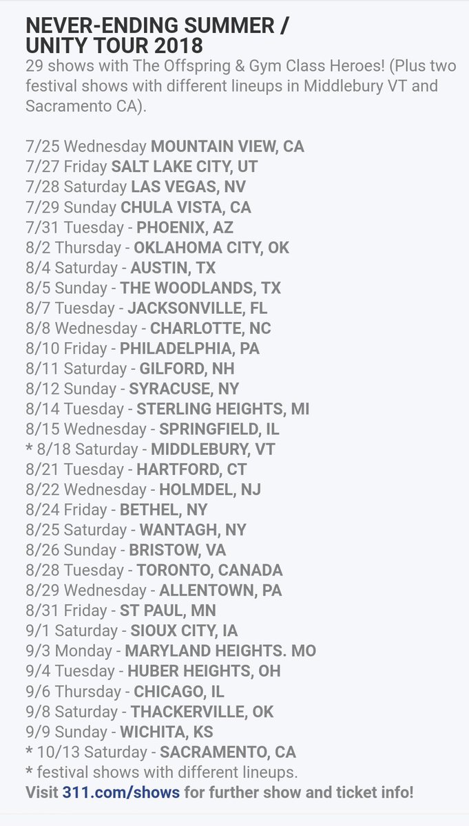 JML92Y's tweet image. It begins !!! #311unity #NeverEndingSummer #unity #cantwait