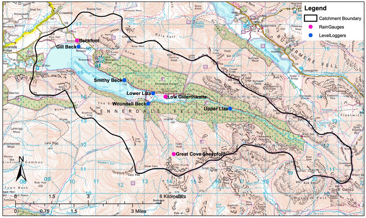 Rainfall and river level monitoring network for Ennerdale Water and the upper Ehen catchment. #LakeDistrict #Ennerdale #streamidc