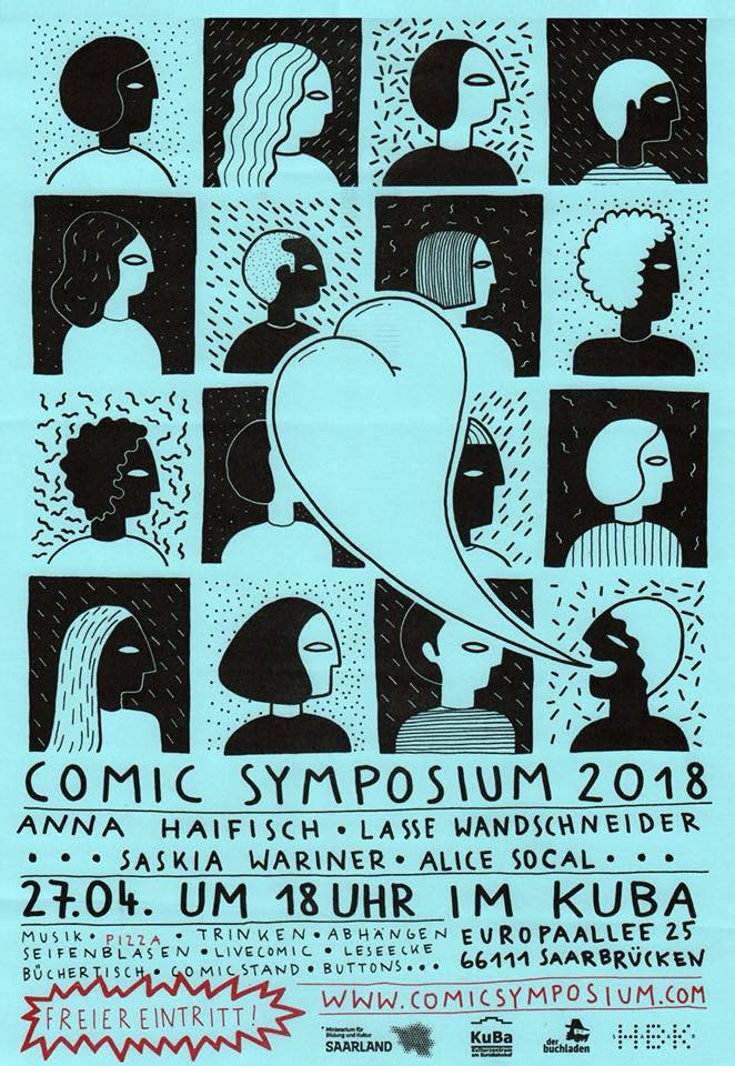 warandpeass's tweet image. On April 27th we're co-hosting the mini-festival #ComicSymposium in #Saarbrücken. Come by if you're near 🌏 
w/ the amazing @alice_socal @lassewand @anna_haifisch @saskdraws