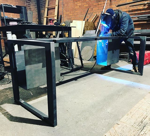 Welding the frame for a custom desk today. #designbuild #cincinnati #furniture #welding #metalwork ift.tt/2GO7sMT