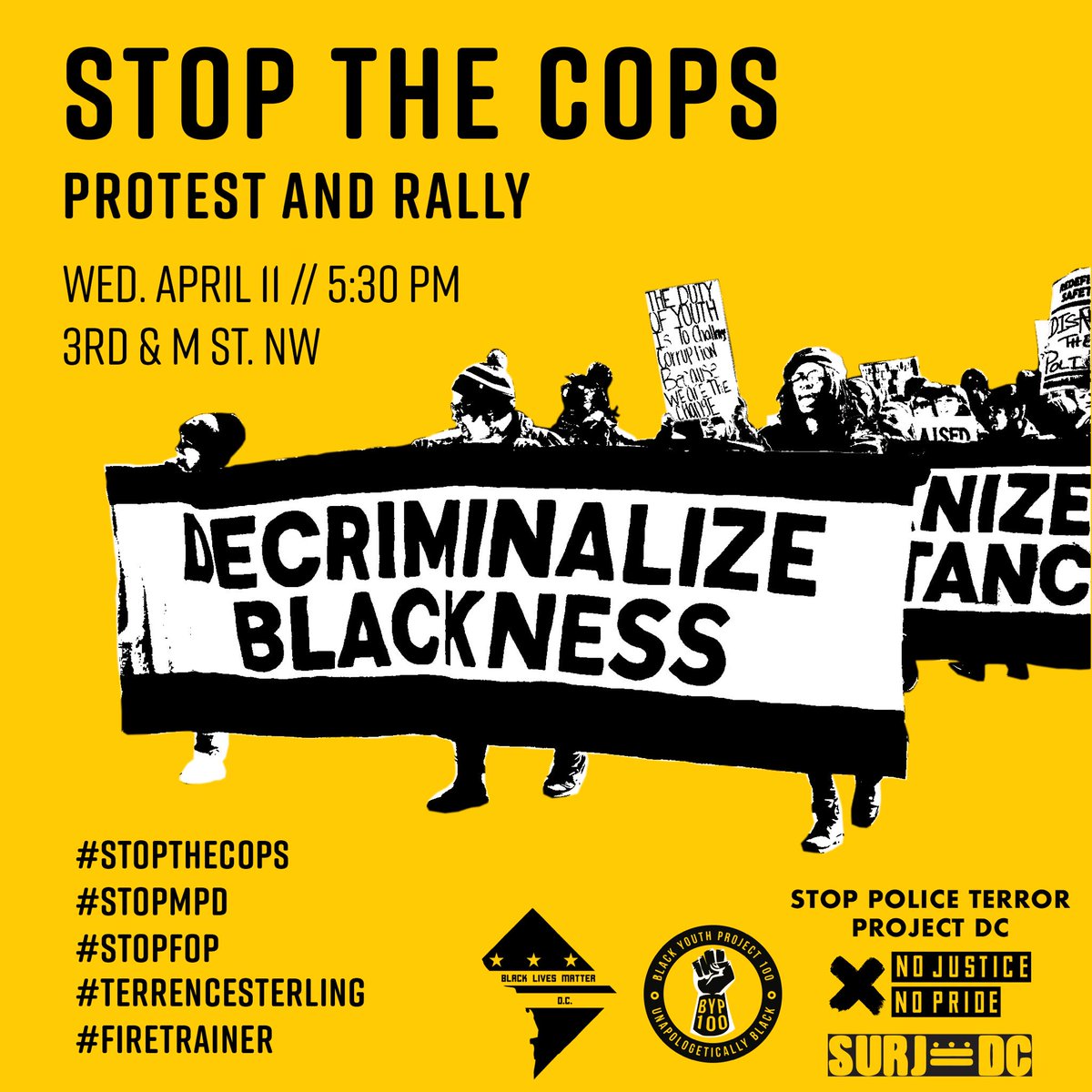 byp100's tweet photo. On the day Officer #BrianTrainer appeals his “punishment” for brutally killing #TerrenceSterling, join us @DMVBlackLives @StopCopTerrorDC @NJNP_DC &amp; @SURJ_DC to #StopTheCops.

https://t.co/1fgVZ5yTxz

#StopTheCops
#StopMPD
#StopFOP
#TerrenceSterling
#FireTrainer https://t.co/H1nihxXYdI