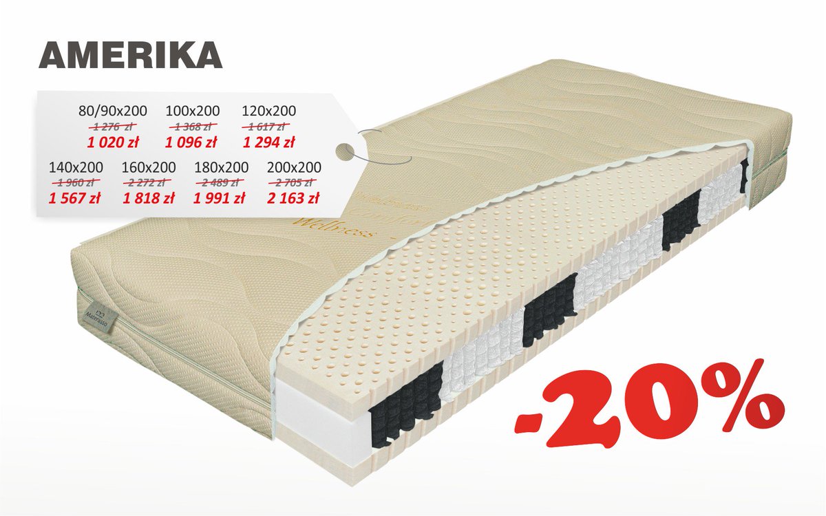 DoriaMaterace's tweet image. #Amerika to nasza aktualna #promocja na materace wysokiej klasy. Sprężyna #multipocket zapewnia odpowiednie podparcie, a lateks skutecznie chroni przed mikroorganizmami. I do tego #okazja cenowa, która może się nie powtórzyć. Szczegóły na doria24.pl